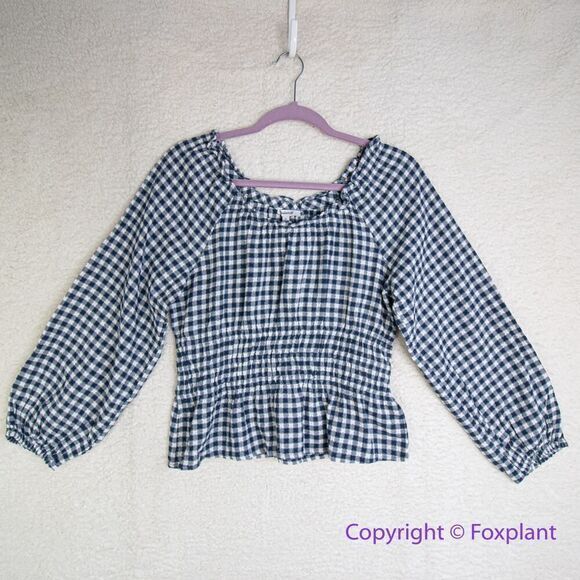 New! Madewell Sophia Top in Textured Windowpane,‎ size S - Picture 2 of 16